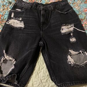 Levi's Black 569 Distressed Jean Shorts
